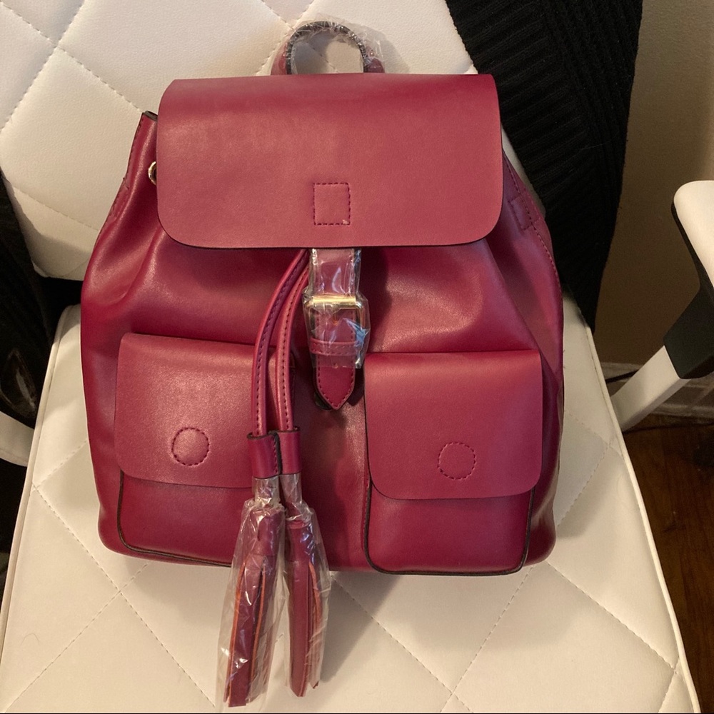 KC Jagger Berry Leather Backpack NWT